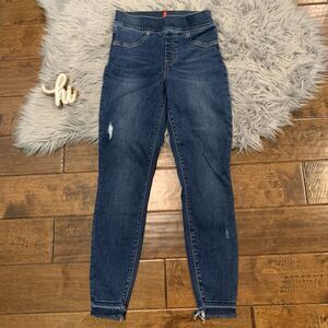 Spanx Jeans Distressed Ankle Skinny Denim Legging 20203R Raw Hem Size Small